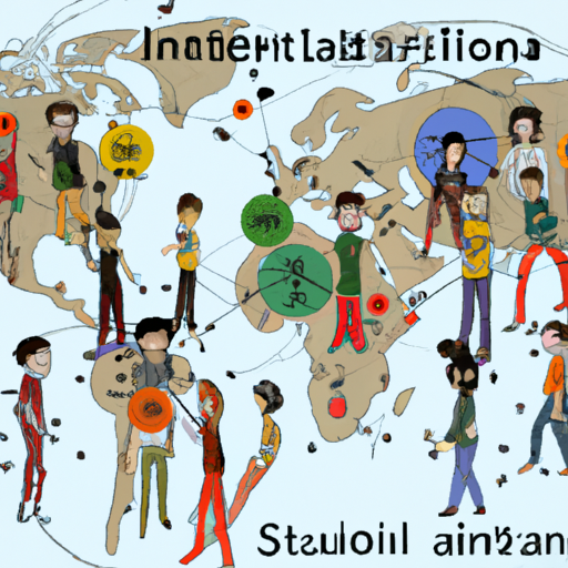 איור המציג רשת בינלאומית של תלמידים המקושרים על ידי השפה האיטלקית